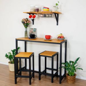 Conjunto Mesa Bancada e Banquetas Loft Mel e Preto!