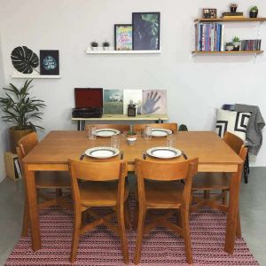 Conjunto Mesa de Jantar Origami 6 Lugares Mel com 6 Cadeiras Botões Mel!