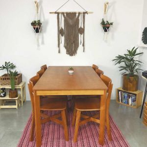 Conjunto Mesa de Jantar Origami 6 Lugares Mel com 6 Cadeiras Botões Mel!