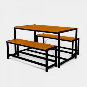 Conjunto Mesa de Jantar Loft 4 Lugares com 2 Bancos Loft Mel e Preto!