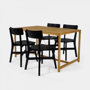 Conjunto Mesa de Jantar Loft 4 Lugares Mascavo com 4 Cadeiras Botões Pretas!