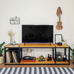 Rack de TV Full Loft Mel e Preto!