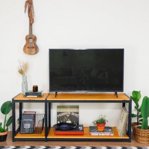 Rack de TV Slim Loft Mel e Preto!